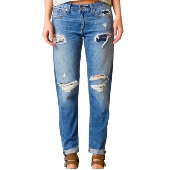 Lucky Brand Sienna Slim Boyfriend Jean 4 27 distressed raw hem - Picture 1 of 14